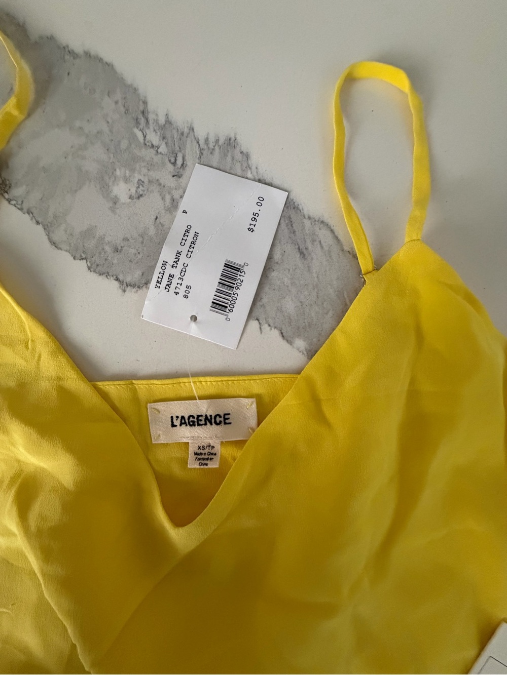 L'AGENCE Bright Yellow Silk V-Neck Cami - Picture 3 of 4
